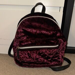 Mini Velvet Burgundy Backpack